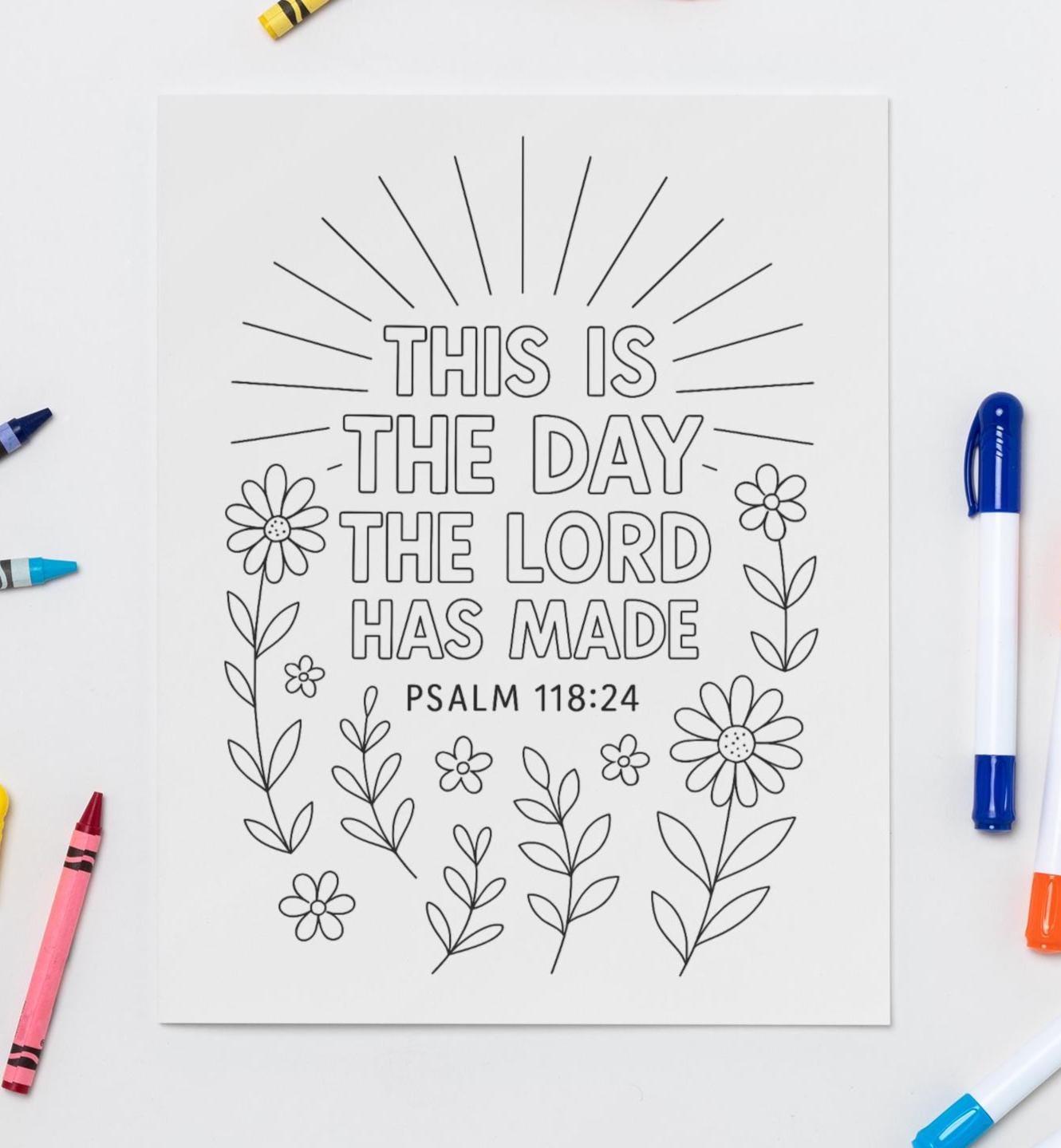 This is the Day the Lord Has Made - Psalm 118:24 -Printable Coloring Page - Bible Scripture - (PDF Instant Download)