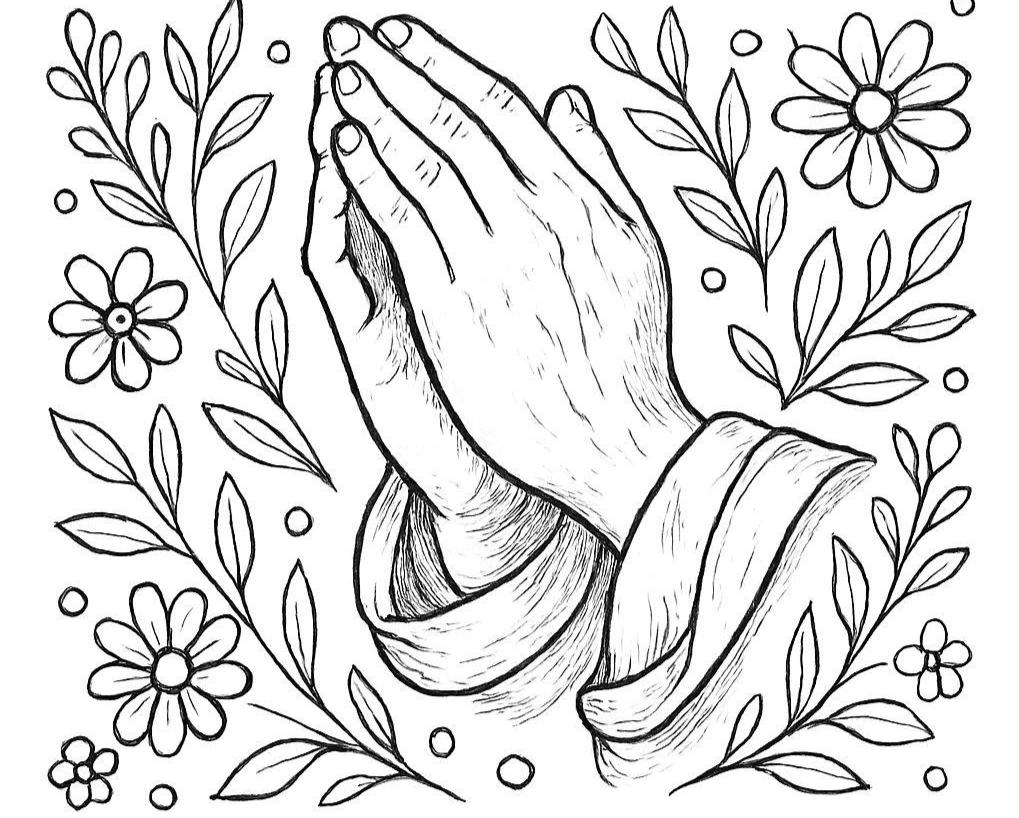 PRAY - Faith Inspired Printable Coloring Page - Christian - (PDF Instant Download)