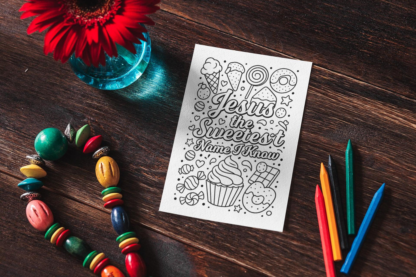Jesus the Sweetest Name I Know - Christian Printable Coloring Page - (PDF Instant Download)