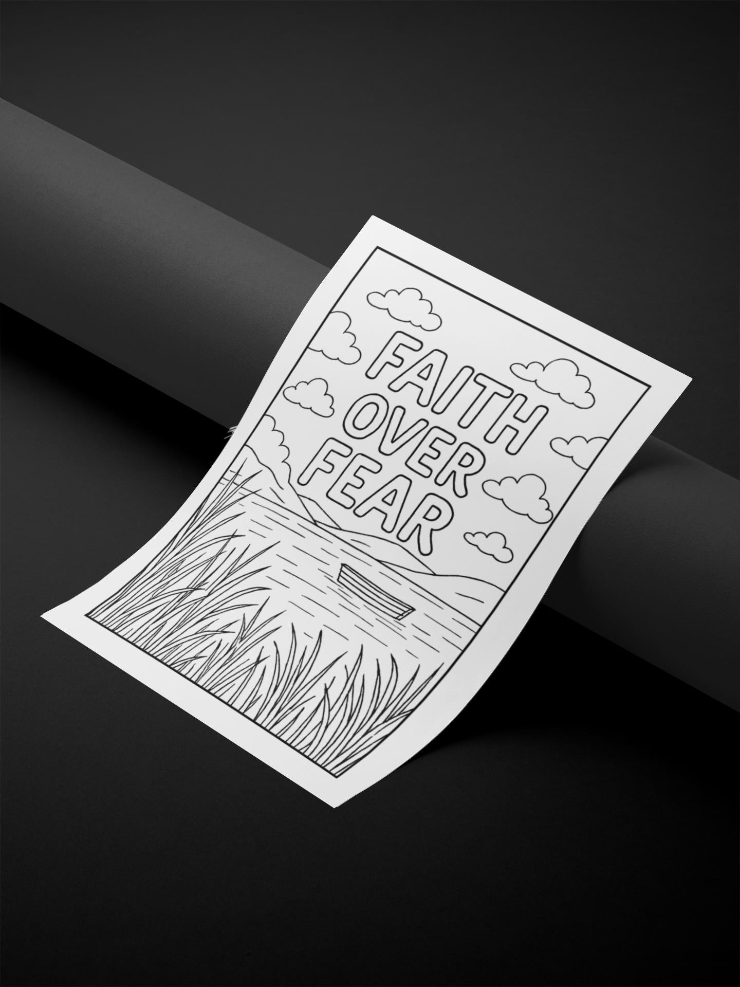 Faith Over Fear - Printable Christian Coloring Page (PDF Instant Download)