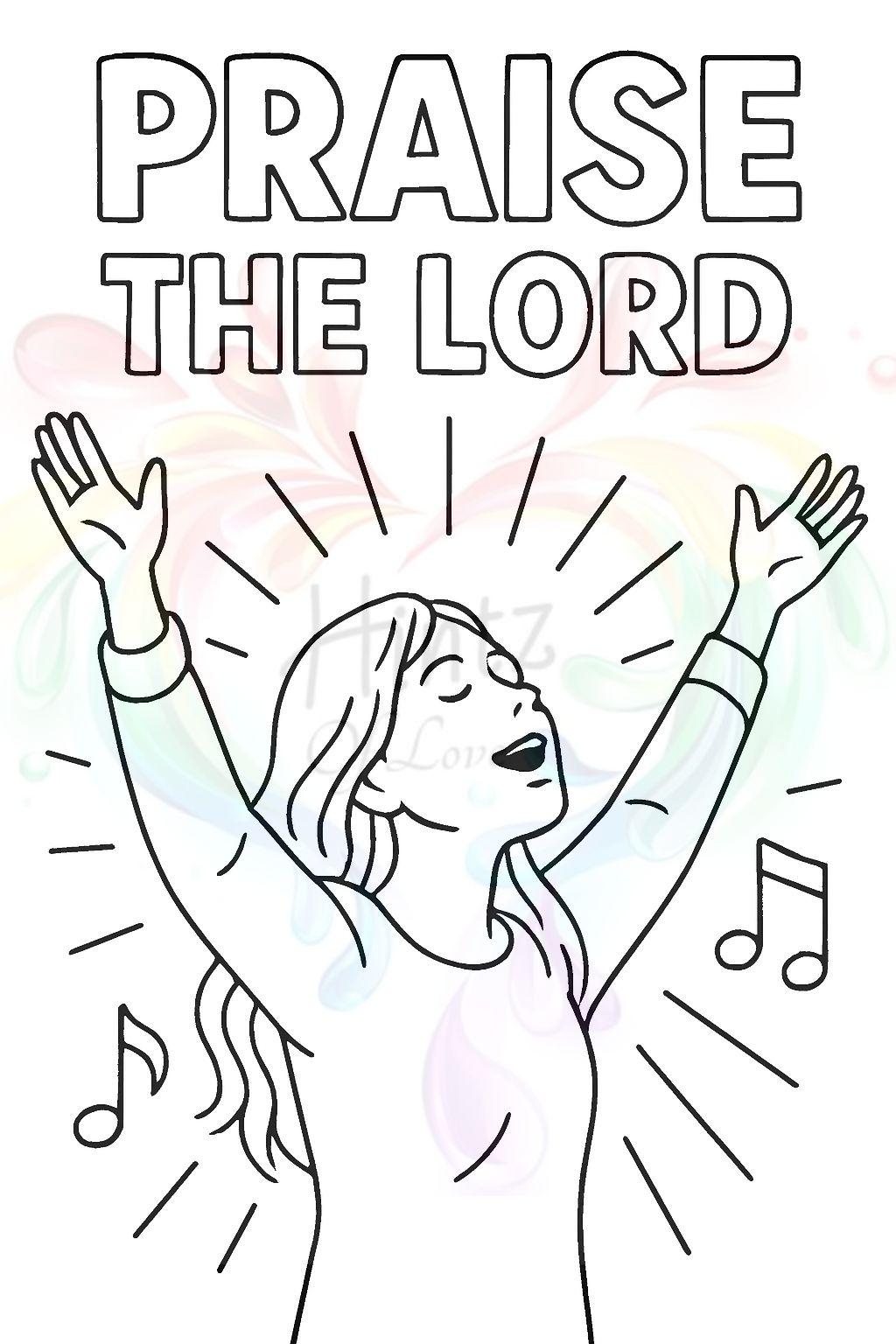 Praise the Lord - Printable Coloring Page - Jesus Christ (PDF Instant Download)