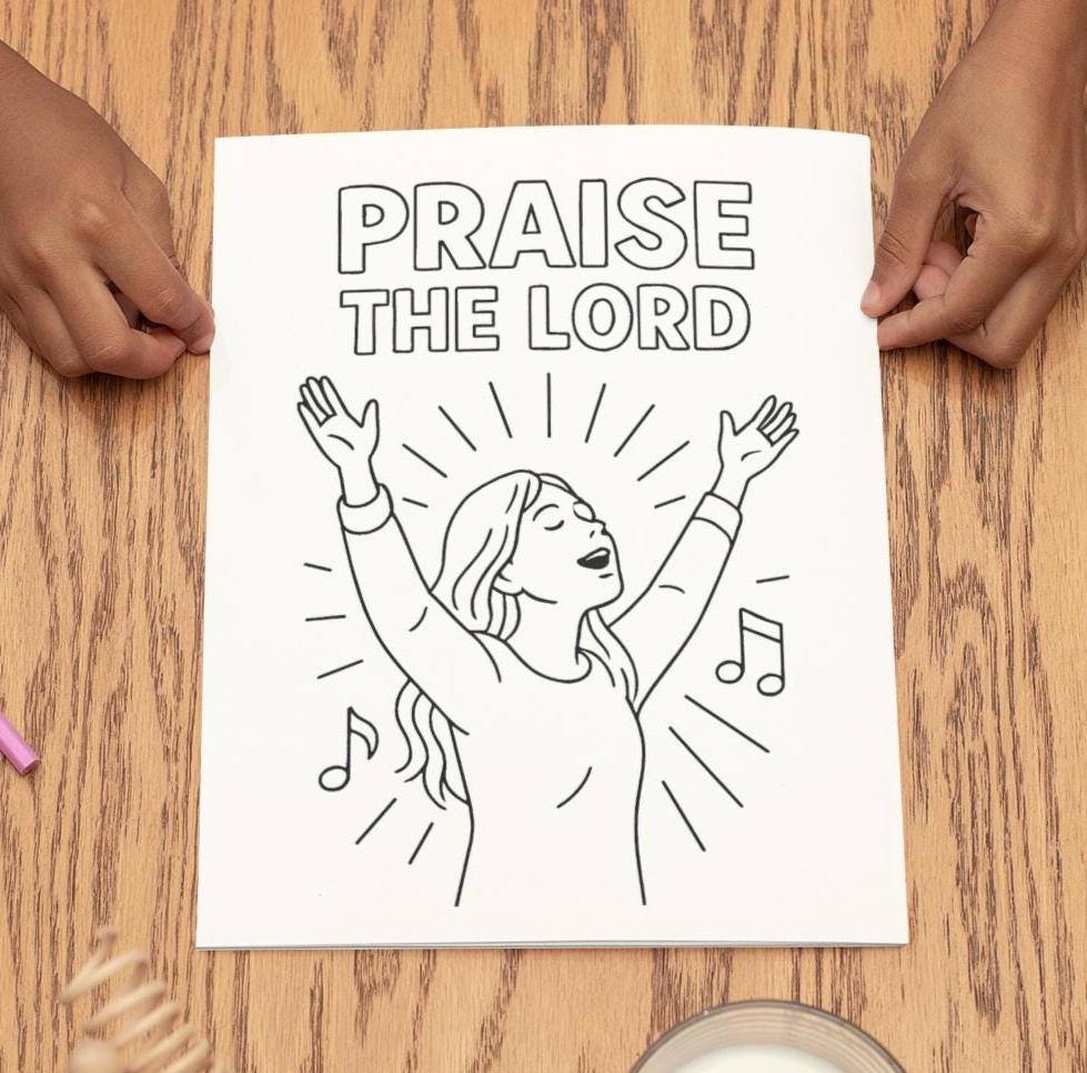 Praise the Lord - Printable Coloring Page - Jesus Christ (PDF Instant Download)