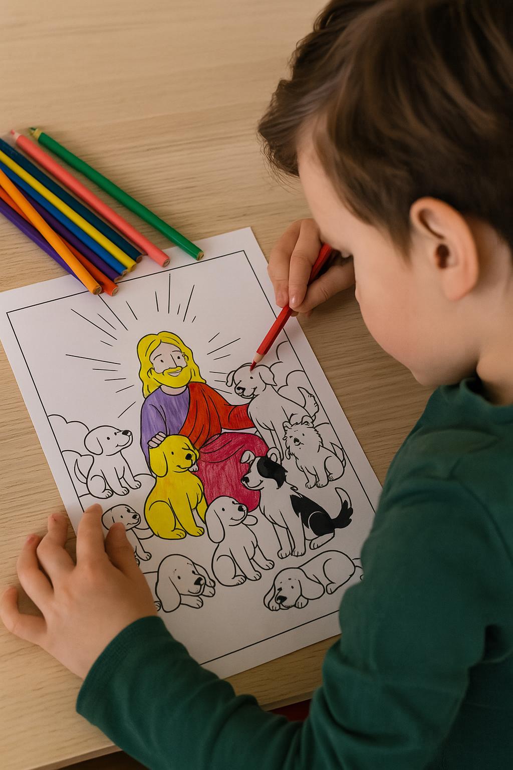 All Dogs Go to Heaven - Christian Pet Coloring Page (PDF Instant Download)