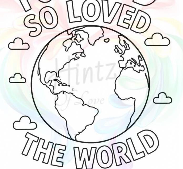 For God So Loved the World John 3:16 - Bible Scripture - Printable Coloring Page - (PDF Instant Download)