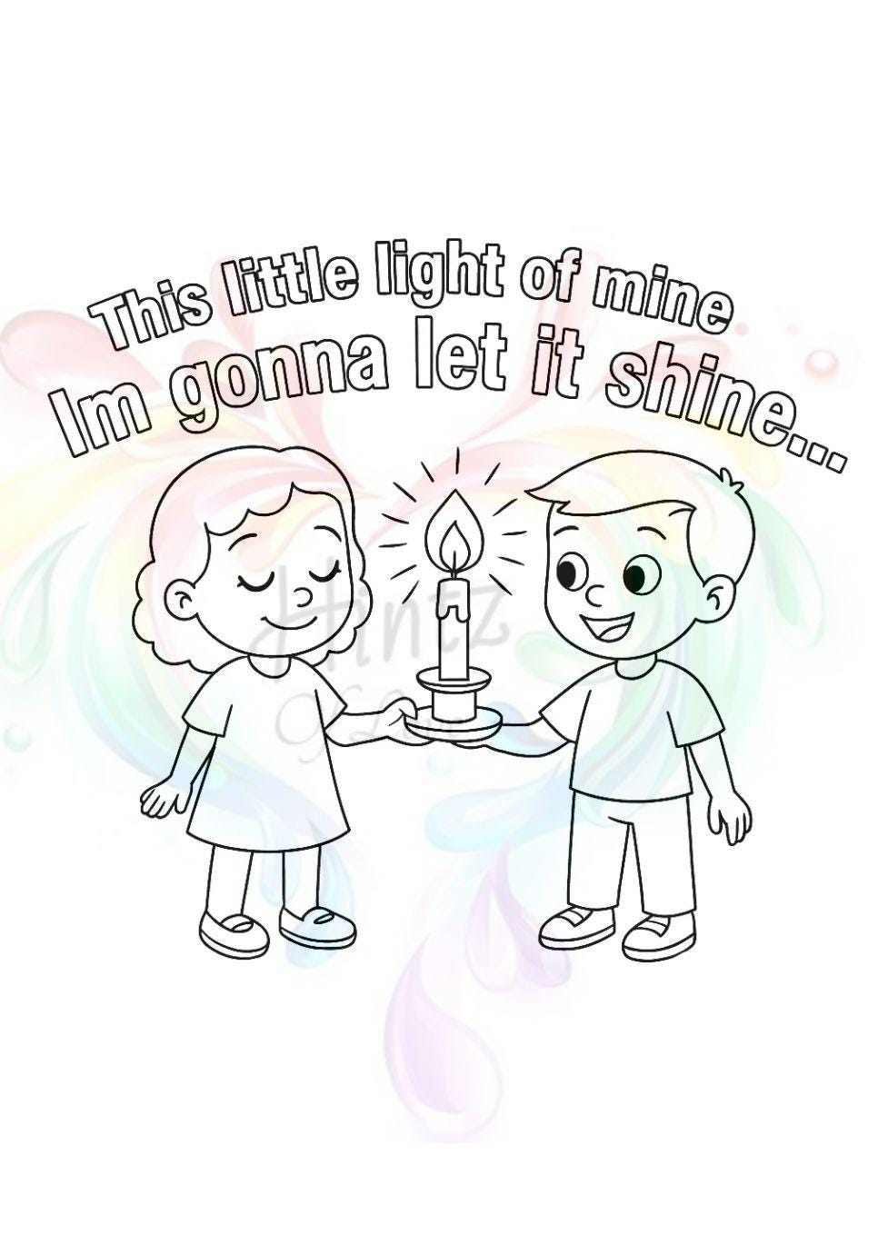 This Little Light of Mine Coloring Page: Christian Kids Activity (PDF Instant Download)