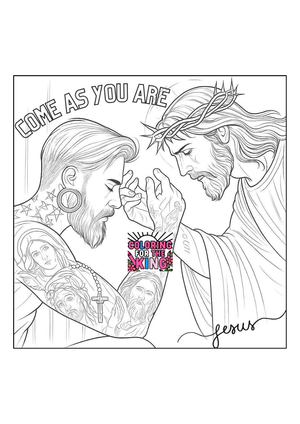 Come As You Are Christian Faith Art Coloring Page (PDF Instant Download)
