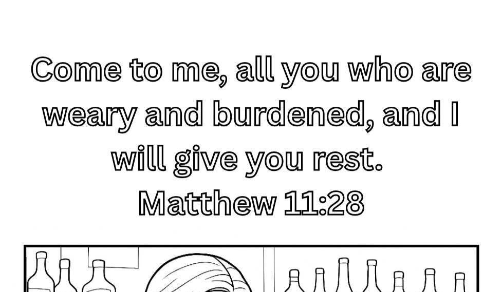 Christian Coloring Page: Divine Presence, Addiction Healing (PDF Download)