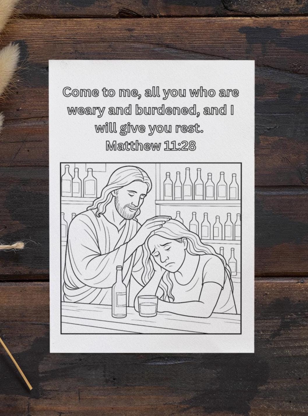 Christian Coloring Page: Divine Presence, Addiction Healing (PDF Download)