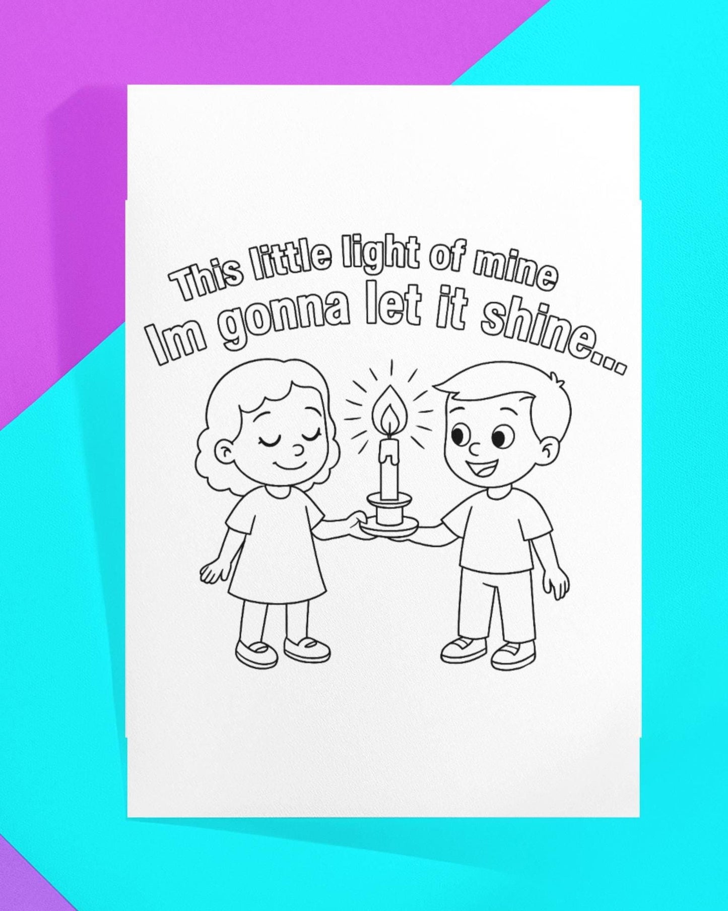 This Little Light of Mine Coloring Page: Christian Kids Activity (PDF Instant Download)