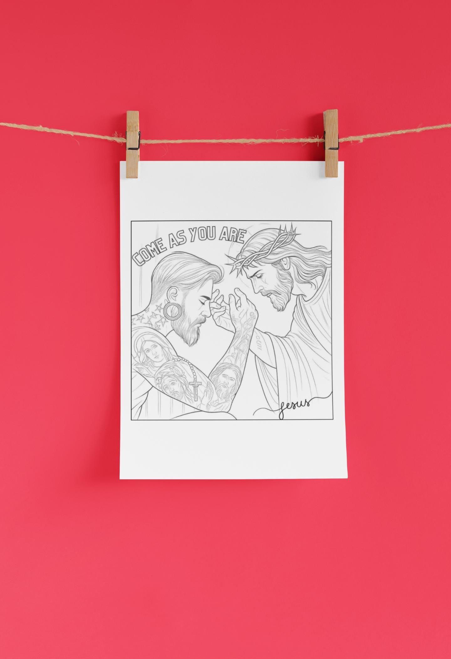 Come As You Are Christian Faith Art Coloring Page (PDF Instant Download)