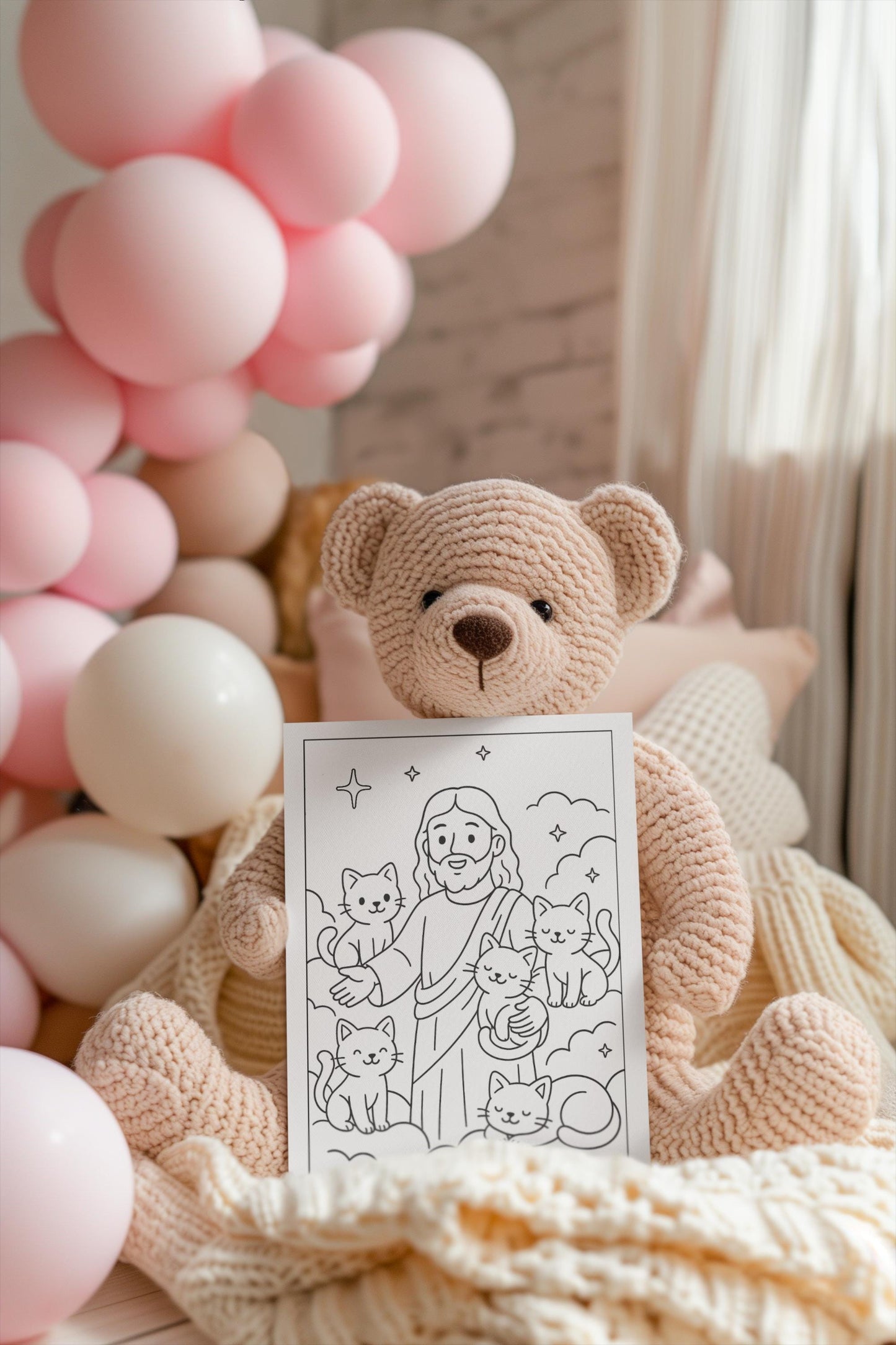 All Cats Go to Heaven-Christian Pet Coloring Page (PDF Instant Download)