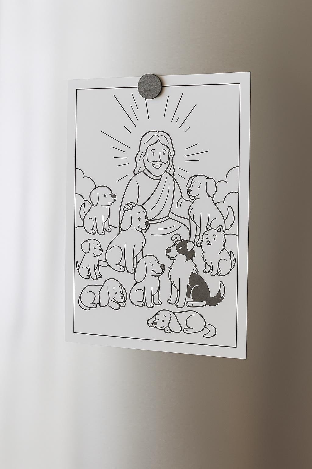 All Dogs Go to Heaven - Christian Pet Coloring Page (PDF Instant Download)