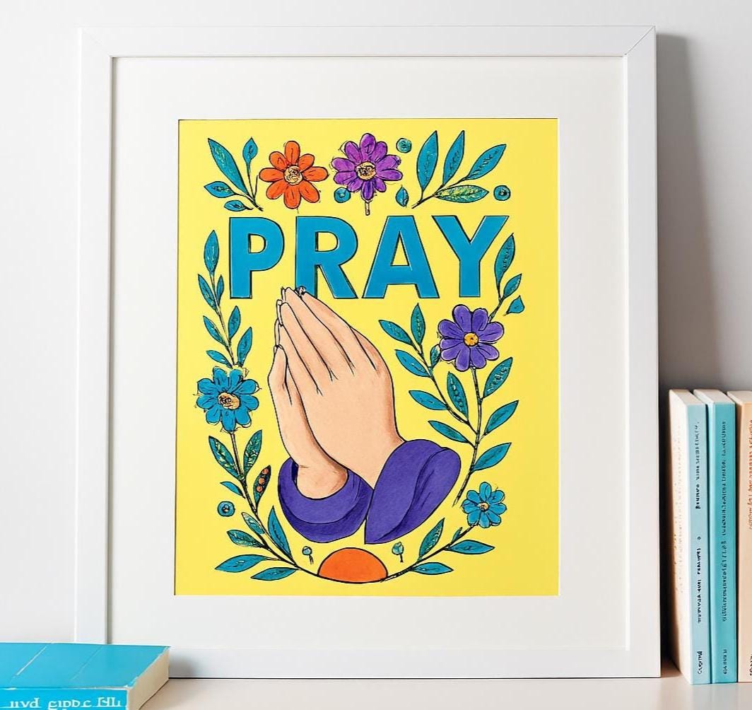 PRAY - Faith Inspired Printable Coloring Page - Christian - (PDF Instant Download)