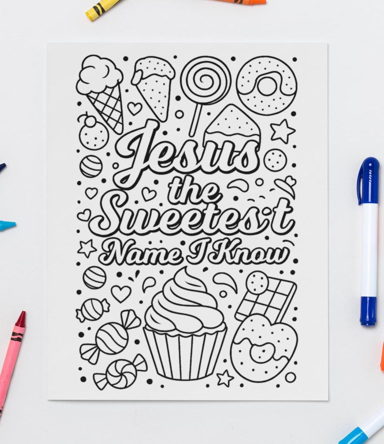 Jesus the Sweetest Name I Know - Christian Printable Coloring Page - (PDF Instant Download)