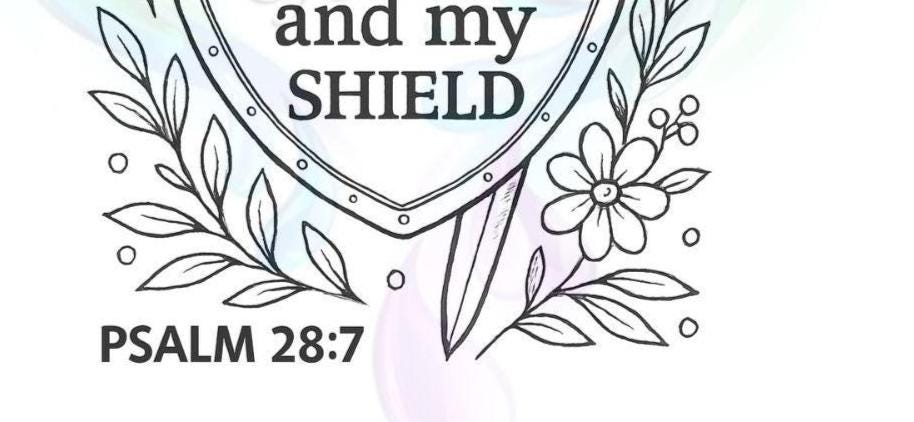 The Lord Is My Strength Psalm 28:7 - Printable Coloring Page - Bible Scripture - (PDF Instant Download)