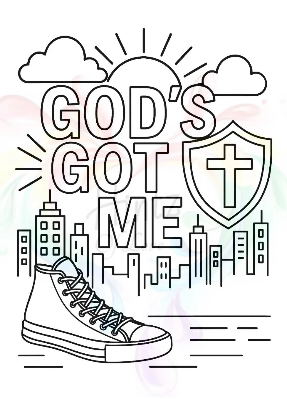 Gods Got Me - Urban Faith Art Coloring Page (PDF Instant Download)