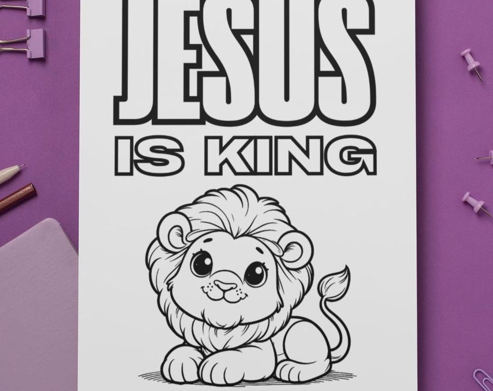 Jesus Is King – Christian Coloring Page for Kids (PDF Instant Download)
