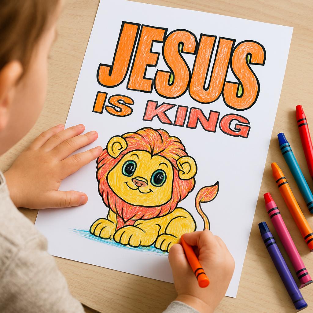 Jesus Is King – Christian Coloring Page for Kids (PDF Instant Download)