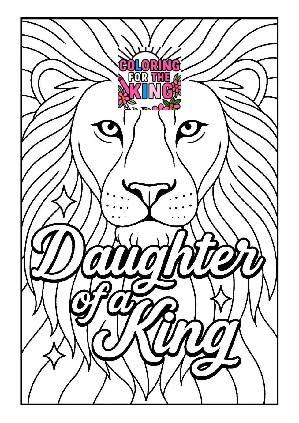 Daughter of a King - Christian Printable Coloring Page (PDF Instant Download)